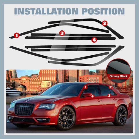 Dark Black Chrome Delete Blackout Window Cover Decal For Chrysler 300 2011-2021