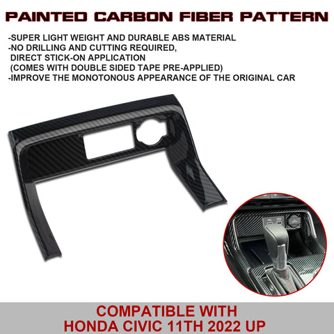 Carbon Fiber Look Center Console Cigarette Lighter Cover For Honda Civic 2022-up