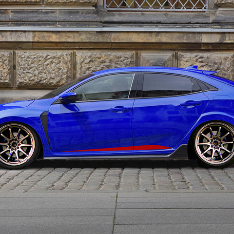 Car Side Skirt Stripe Vinyl Sticker Lower Door Panel Decal Molding Trim for Honda Civic 2016-2021, Black/Red