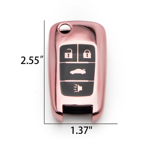 Red / Rose Gold Soft TPU Full Protection Remote Key Fob Case Cover for Chevrolet Cruze Malibu 4-button Flip Key