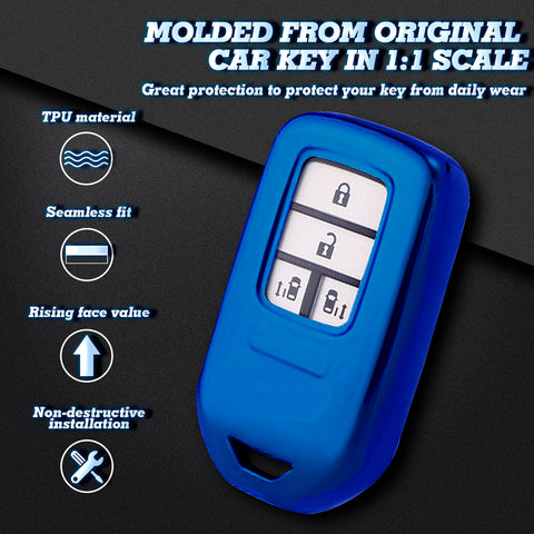 TPU Blue Shockproof Smart Key Fob Holder For Honda Honda CR-V CR-V FIT Civic