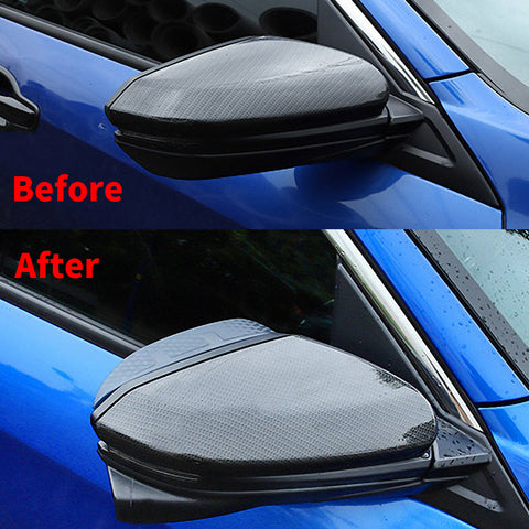 2pcs Rear View Side Mirror Rain Visor Shade Guard for Honda Civic 2016-2019, Carbon Fiber Texture Rearview Mirror Snow Visor Guard Anti-rain Eyebrow