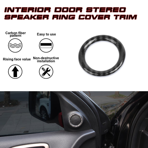 Carbon Fiber Style Door Stereo Speaker Ring Cover Trim Jeep Grand Cherokee 11-20