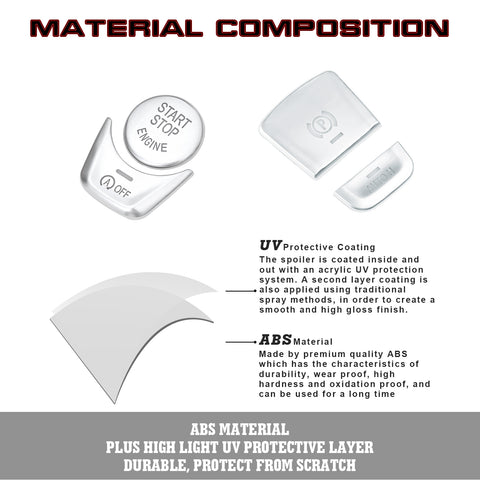 Silver Gear P Brake Hold Engine Start Button Cover For BMW G30 5 Series 2018-19