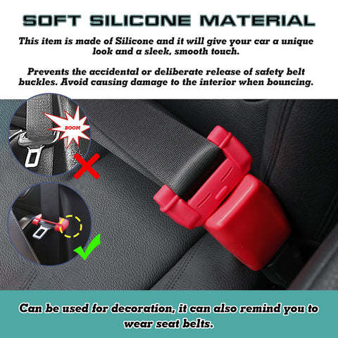 4PCS Red Soft Car Safety Seat Belt Buckle Clip Decor Covers Universal for Cars