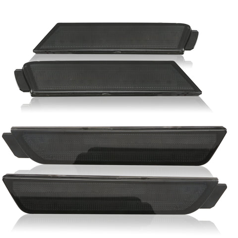 Smoked Lens LED Full Side Marker Light Kit Compatible With Chevy Camaro 2010 2011 2012 2013 2014 2015 Front Amber Rear Red Bumper Sidemarker Lamp Reflector Replacement,98 SMD LED Diodes