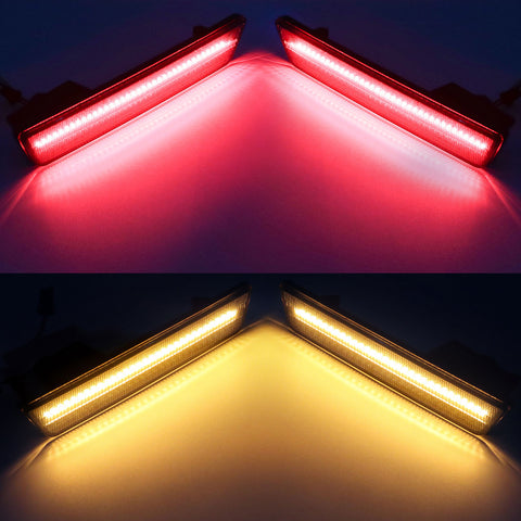 For Dodge Challenger 2008-2014 Smoked LED Front + Rear Side Bumper Marker Light