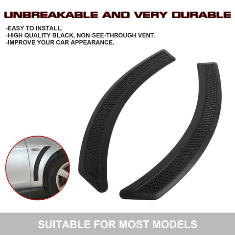 2PCS Mesh X Style Front Side Fender Scoop Air Flow Vent Grill Cover Trim Decoration Sticker Universal Fit, Matte Black