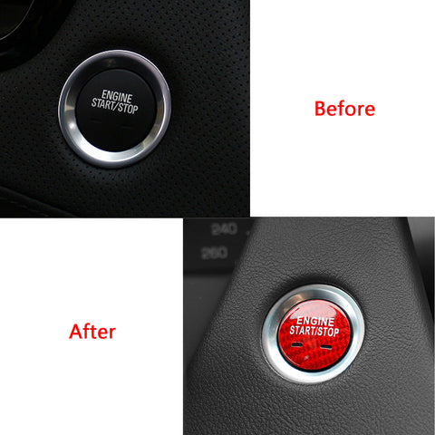 Red Pure Carbon Fiber Keyless Engine Start Stop Button Cover Ignition Push Start Button Cap for Chevrolet/for Cadillac/for GMC