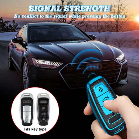 Blue Soft TPU Anti-dust Full Seal Remote Key Fob Cover For Audi A6L A7 A8 E-Tron