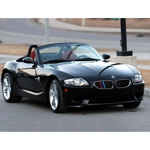 1 Set M-colored Kidney Grille Insert Trim TRI Color Sport Stripe Clip for BMW E85 E86 Z4 2002-2008 (9 Beam bars)