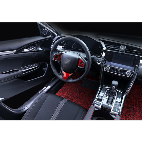 Red Steering Wheel Cover Trims Accessories 3pcs For Honda Civic 10th Gen 2016-19