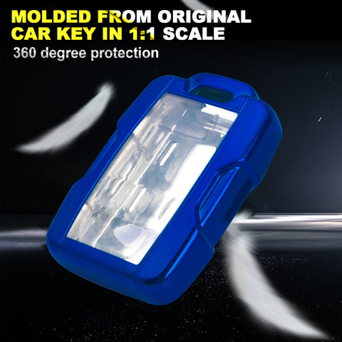 Blue TPU 360° Protection Remote Key Cover w/Keychain For Chevy Silverado GMC Sierra 2014-up