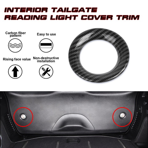 2Pcs Carbon Fiber Style Tailgate Reading Light Ring For Grand Cherokee 2011-2020