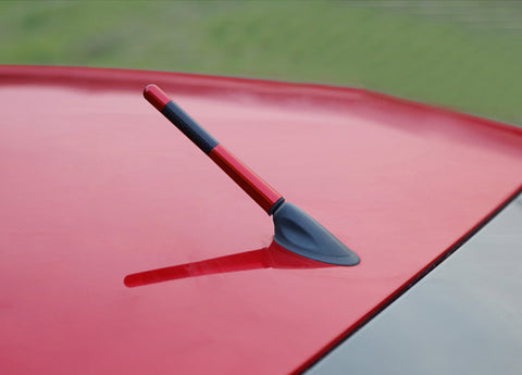 Carbon Fiber Red Aluminum Antenna Roof Hood Mount Mast 4.7'' inch Screw Type AM/FM Radio Car Antenna JDM Replacement Universal Fit