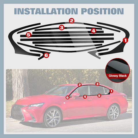 12x Chrome Blackout Delete Window Precut Wrap Cover Decal For Lexus GS350 GS450h