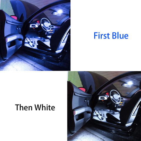 2pcs T10 168 W5W 194 Extreme Bright 8-SMD LED Car Interior Light Bulb License Plate Map Side Marker Lamp, Fading Blue to White