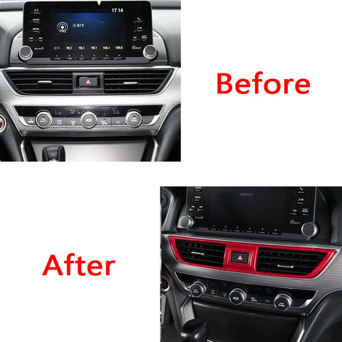Red ABS Central Dashboard Air Vent AC Outlet Frame Cover Trim for Honda Accord 2018 2019