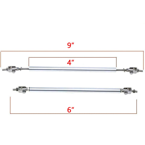 Adjustable 6"-9" / 8"-11" / 10"-13" Front Bumper Lip Splitter Diffuser Strut Rod Tie Bars Fit Most Vehicles, Black / Red / Blue / Silver