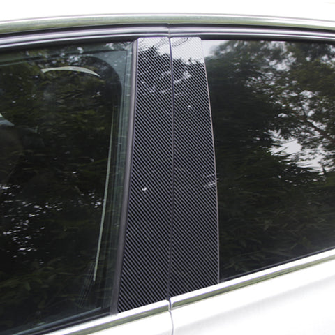 Door Window Pillar Post Genuine KK Vinyl Decal, Overlay Pre-Cut Cover Sticker, Compatible with BMW 3-Series F30 2012-2018 (Carbon Fiber Pattern)