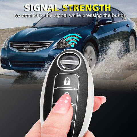 Smart Key Fob Cover Case Holder Soft TPU Full Cover Protection For Nissan Altima Maxima Murano Sentra Versa Pathfinder Armada 4 Button Keyless Entry Remote, Black
