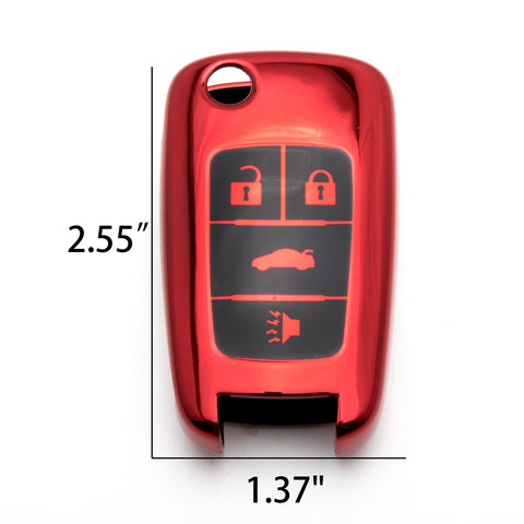 Red / Rose Gold Soft TPU Full Protection Remote Key Fob Case Cover for Chevrolet Cruze Malibu 4-button Flip Key