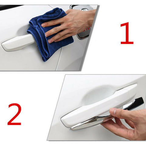 Sporty Carbon Fiber Style / Styling ABS Chrome Car Door Exterior Handle Cover Trim Guard for Honda Civic 2016-2019