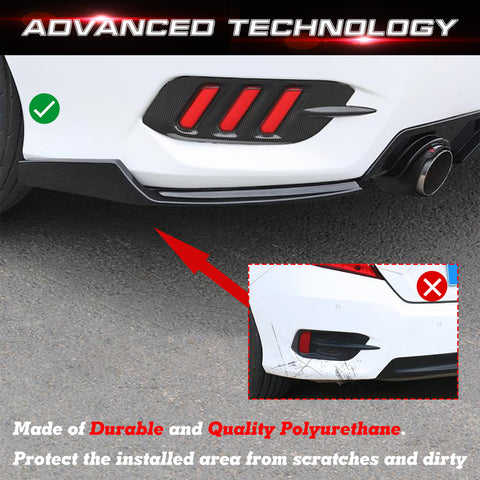 Sedan Rear Bumper Side Skirt Lip Splitter Glossy Black For 2016-2021 Honda Civic 4 Door Sedan Model
