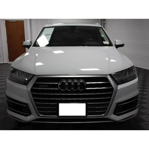 1 Set Black Sporty Racing Front Bumper Tow Hook License Plate Frame Relocator for Audi Q7 2016-up - No Drill Mounting Bracket Adapter Kit