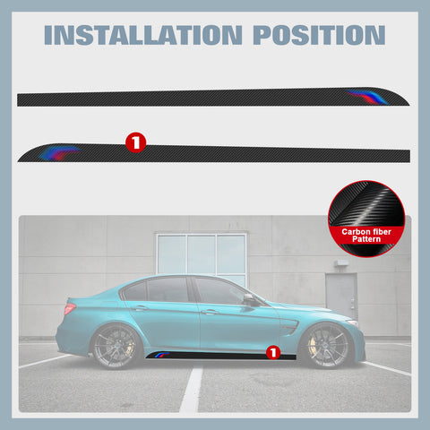 2x Carbon Fiber Pattern Side Skirt Stripe Sticker For BMW 3 4 5 Series 320i 420i