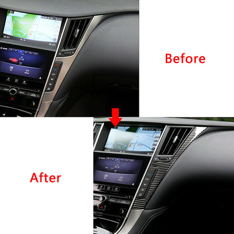 2pcs Carbon Fiber Style Car Interior Center Console Dashboard Cover Trim Molding Decoration for Infiniti Q50 Q60 2017-2022