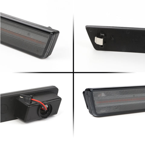 Rear Side Marker Light Compatible For Dodge Challenger 2008-2014, Dodge Charger 2011-2014 LED Red Rear Bumper Sidemarker Light Fender Parking Lamp Assemblies, Smoked Lens