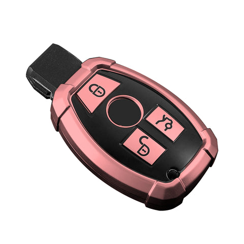 Full Covered Armor Pink TPU Remote Fob Key Cover Shell For Mercedes B C E G SLK
