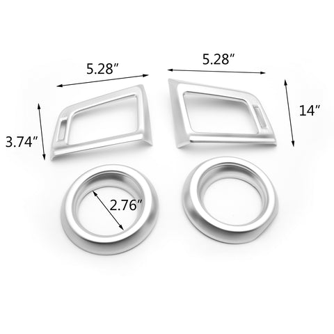 4pcs ABS Chrome Car Inner Air Vent Cover Trim, Central Dashboard AC Outlet Frame Decor Cover for Toyota RAV4 2013-2018