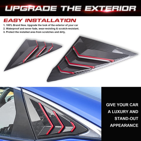 2x Carbon Fiber Pattern Window Louver Air Vent Cover Trim For Honda Civic 11th