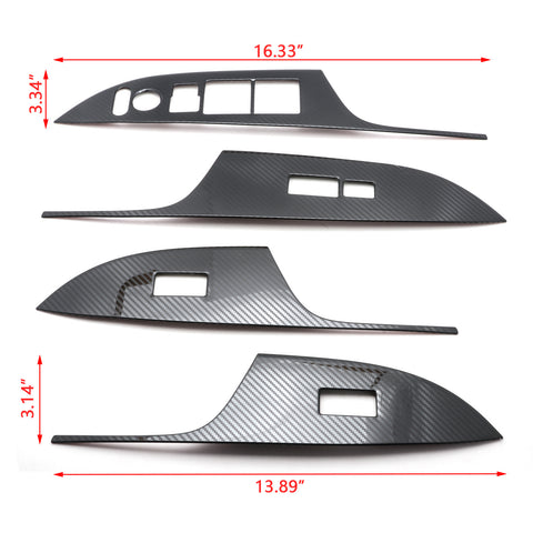 4pcs for Honda Accord 2013-2017 Door Window Lift Switch Panel Cover Trim, Carbon Fiber Look Stainless Steel Car Door Window Lock Panel Switch Bezel Cover Driver Passenger Side