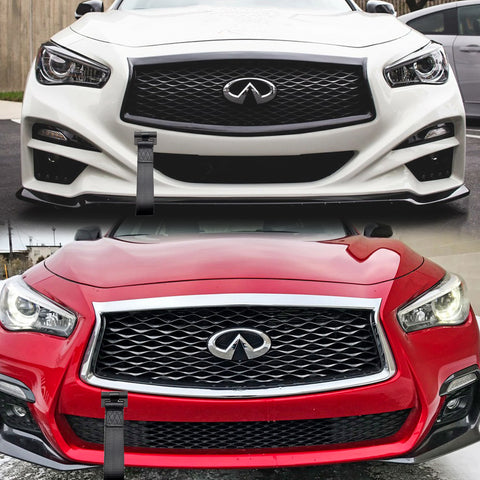 Blue / Black / Red JDM Style Tow Hole Adapter with Towing Strap for Nissan GT-R Infiniti Q50 Q60