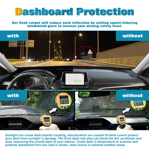 Center Console Dashboard Mat Pre-cut Non-Slip Sunshield Sun Glare Protector Dash Carpet Pad Black Cover Compatible with Nissan Altima 2019-2021