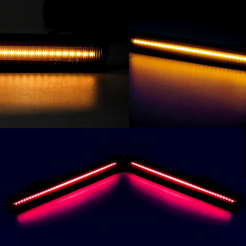 Xotic Tech 4pcs LED Front&Rear Bumper Side Marker Light Lamps OE Fit Compatible with Dodge Challenger 2015-2023, 150-SMD Amber/Red (Part # 68195796AB 68195788 68195789 68195797 etc.)