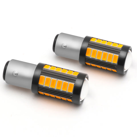 LED 1157 7528 Turn Signal Marker Parking Light Bulb Amber Yellow Blinker Lamp 2x