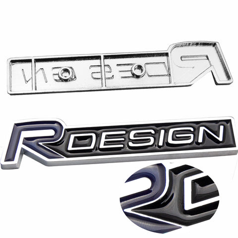 Silver/Black Metal R-Design Letter Emblem Trunk Lid Side Fender Decal Badge for Volvo