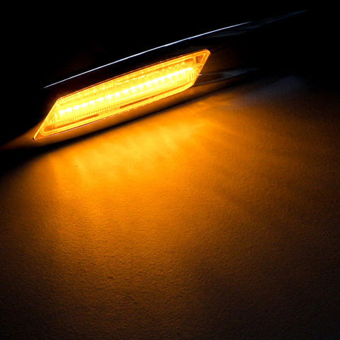 Amber LED Side Marker Light Lamp Assembly for BMW 1 3 5 Series F30 E81, Smoked/ Chrome Silver Housing