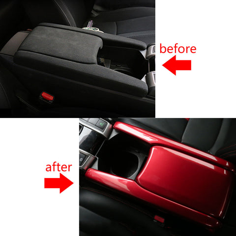 Red Center Console Armrest Box Panel Decor Cover Trim Protector Cap For Honda Civic 2016 2017 2018 2019 2020 10th Generation Insight EX 2019-2022 Interior Accessories