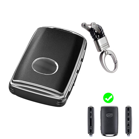 Black TPU Sand Leather Full Protect Remote Key Fob Cover w/Keychain For Mazda CX-9 2020-23