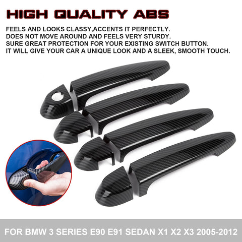 Carbon Fiber Pattern Door Handle Cover For BMW 3 Series E90 E91 Sedan X1 X2 X3 X4 X5 X6 2005-2012
