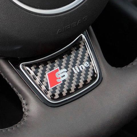 Xotic Tech Carbon Fiber Sline S Line Letter Decal Steering Wheel Decor Sticker for Audi A4 B8 A3 A6 C7