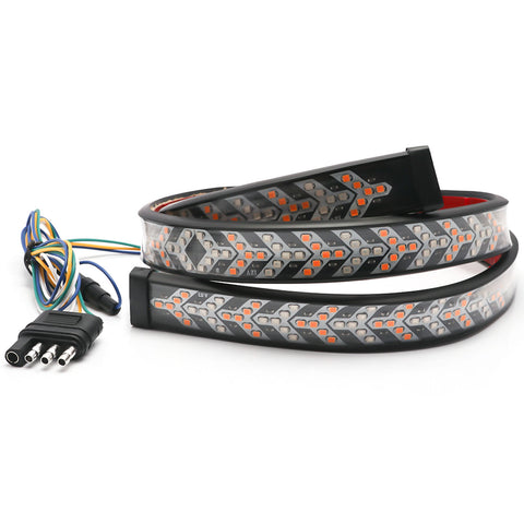 48" Multi-Functions 5 Rows 432pcs SMD LED Chips LED Tailgate Strip Light Bar - Sequential Flowing Turn Signal Brake Tail Reverse Running Arrowhead for Trucks Trailer Pickup SUV etc, No Drill Install