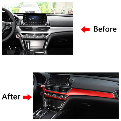 ABS Carbon Fiber / Red ABS Car Dashboard AC Switch Button Panel Frame Cover Trim for Honda Accord 2018 2019