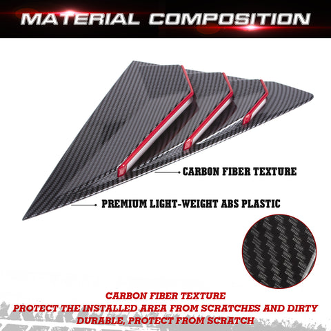 2x Carbon Fiber Pattern Window Louver Air Vent Cover Trim For Honda Civic 11th
