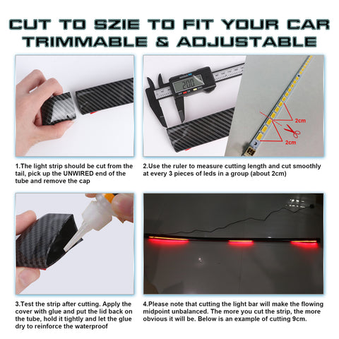 Carbon Fiber PU Rear Roof Trunk Tail Spoiler Wing Lip Tail Signal Brake Light Universal